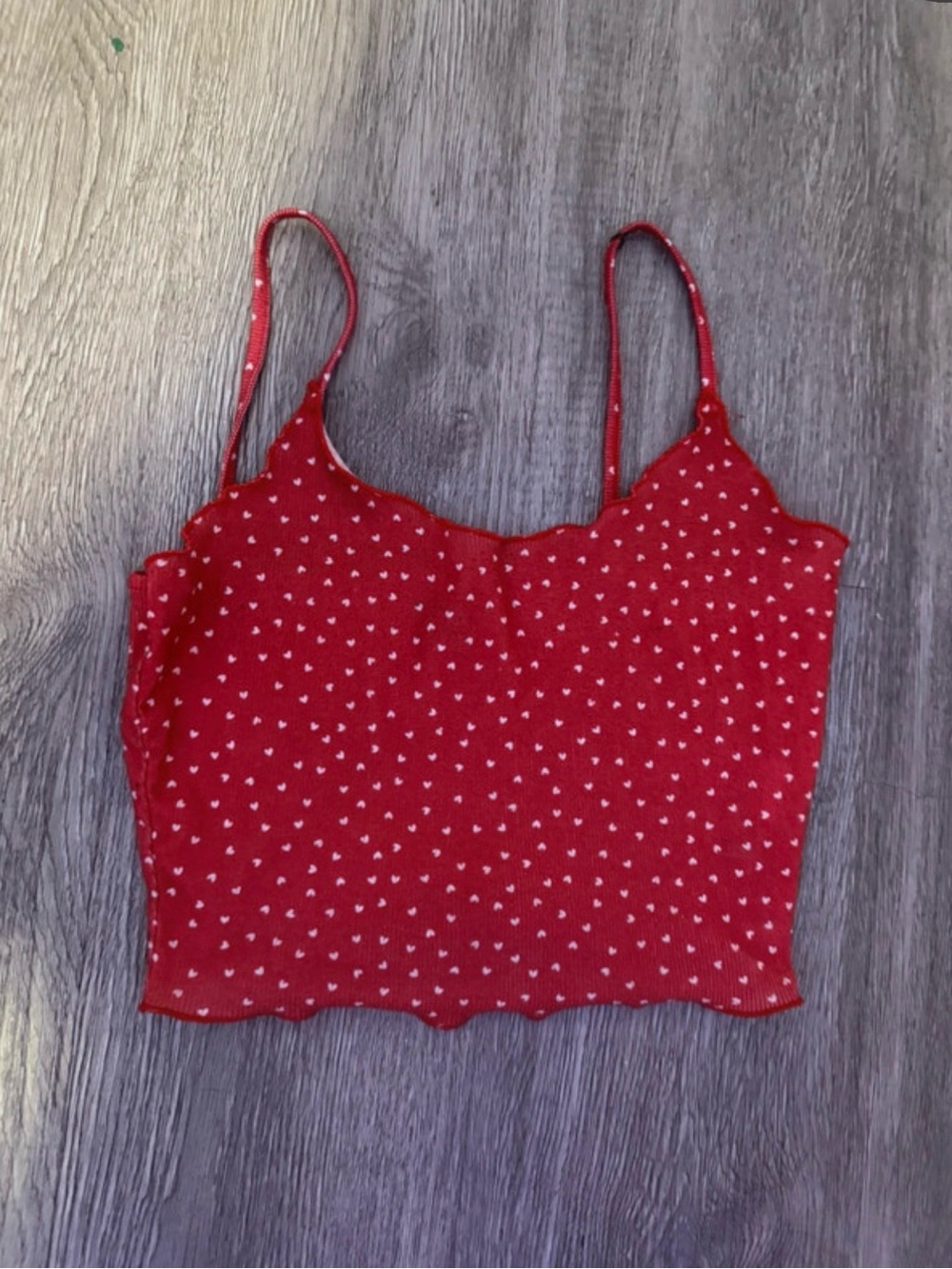 SHEIN Red Heart-Print Cropped Cami